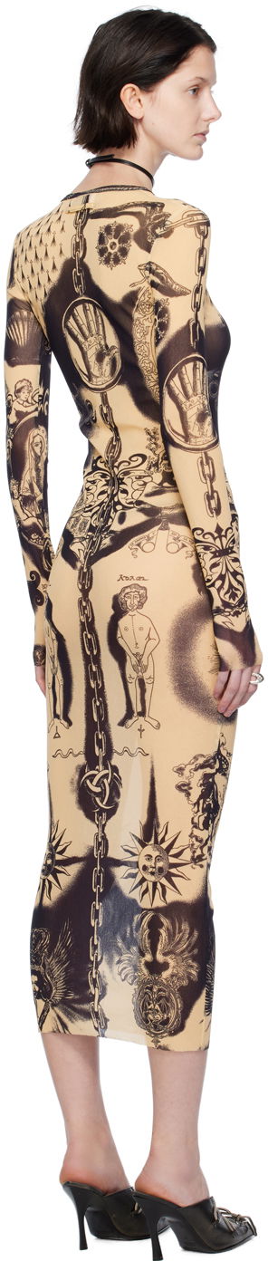 Pокля Jean Paul Gaultier Gaultier Heraldique Mesh Midi Dress Бежово | 23/15-F-RO075-T539-6359, 2