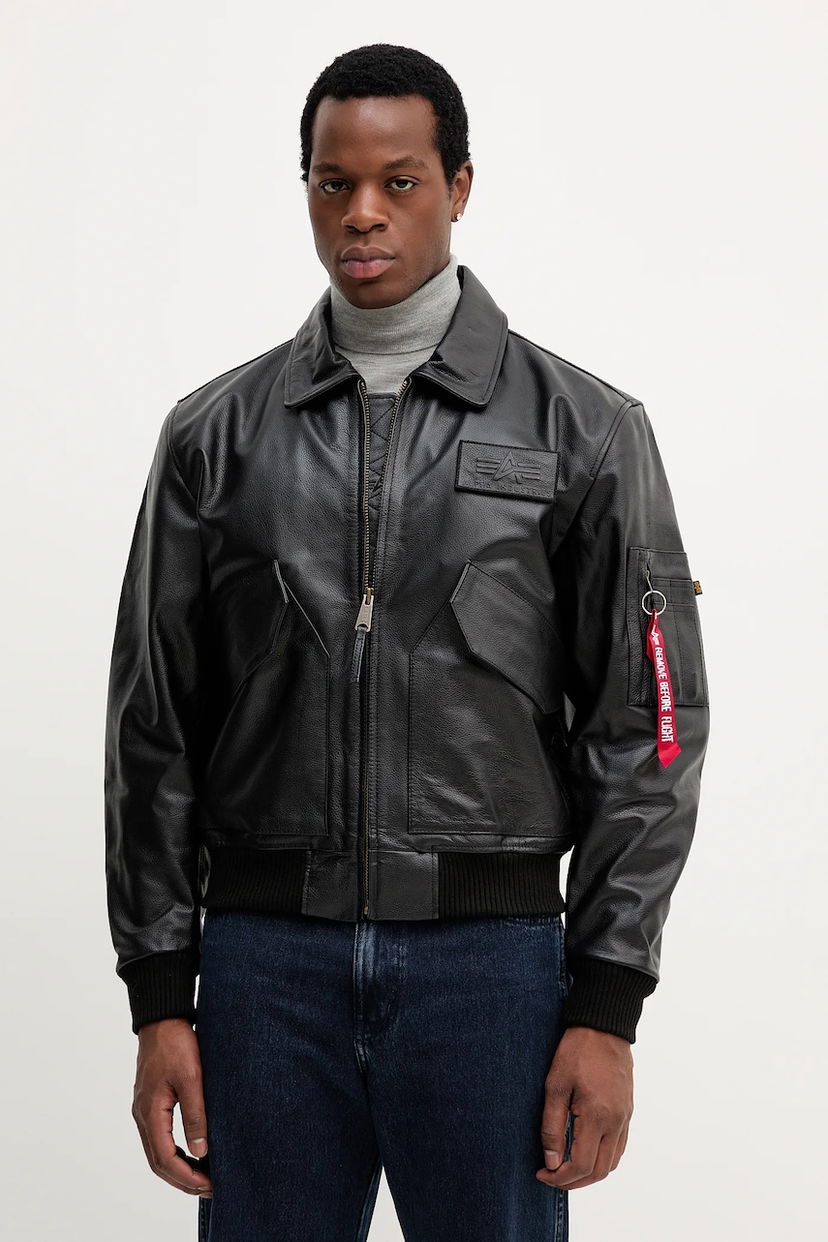 Яке бомбър Alpha Industries Leather Bomber Jacket Черно | 100109.03