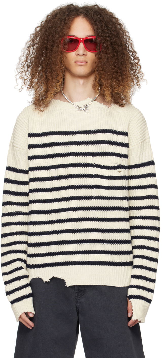 Пуловер Marni Striped Sweater Бяло | GCMG0360Q0 UFC532