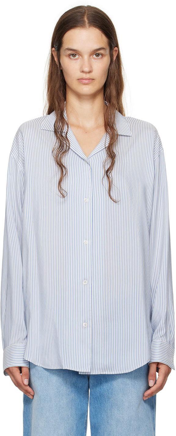 Риза The Row Striped Button-Up Shirt Синьо | 8165-W3030, 0