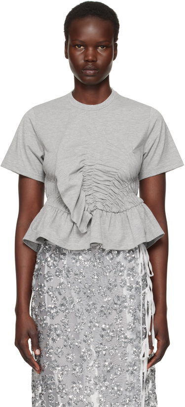 Тениска Cecilie Bahnsen Cecilie Bahnsen Ace Ruched Peplum T-Shirt Сиво | 4.24RTW11001 ACE TOP, 0