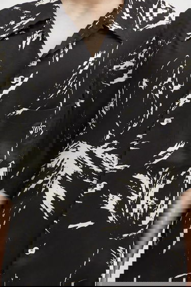 Риза Wales Bonner Wales Bonner Highlife Bowling Relaxed Fit Classic Collar Short Sleeve Abstract Print Shirt Черно | MS25SH08.VI05.9900, 3