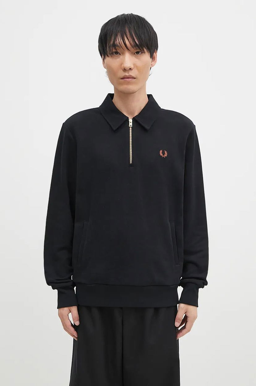 Суитчър Fred Perry Sweatshirt With Applique Detail Черно | M8604.102