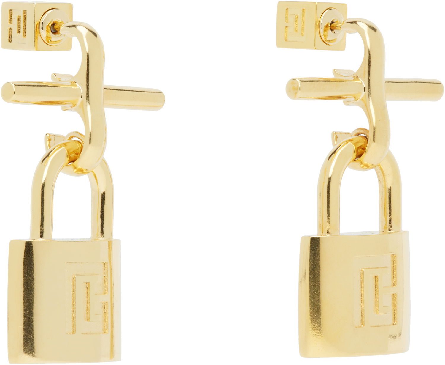 Обеци Balmain Pulse Padlock Drop Earrings Жълто | FN0XK555MBRA, 1