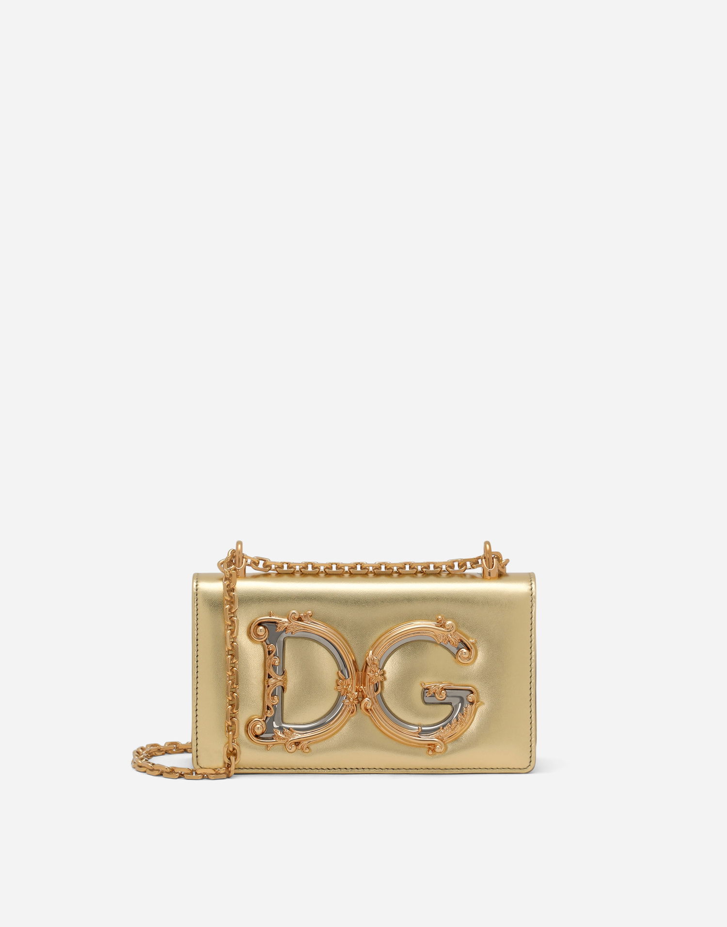 Дамска чанта Dolce & Gabbana Dolce & Gabbana DG Girls Nappa Leather Phone Bag Металик | BI1416AW12189869, 0