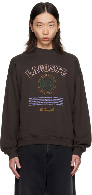 Суитчър Lacoste Embroidery Fleece Heritage Sweatshirt Кафяво | SH5888_SKB, 0
