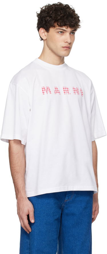 Тениска Marni Marni Checked Logo T-Shirt Бяло | HUMU0223GP USCX52, 1