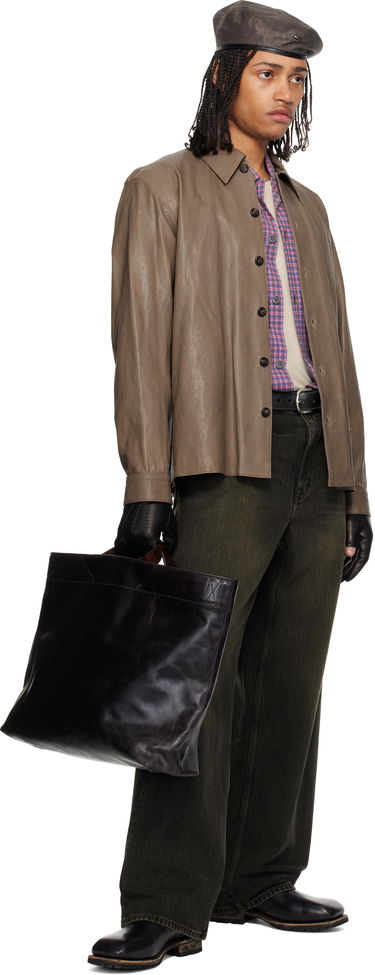 Голяма пазарска чанта OUR LEGACY Our Legacy Oblong Leather Tote Черно | A2258TV, 3