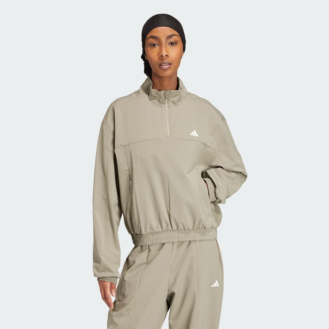 Суитчър adidas Performance Train Essentials Woven Quarter-Zip Track Jacket Зелено | IX1028, 0
