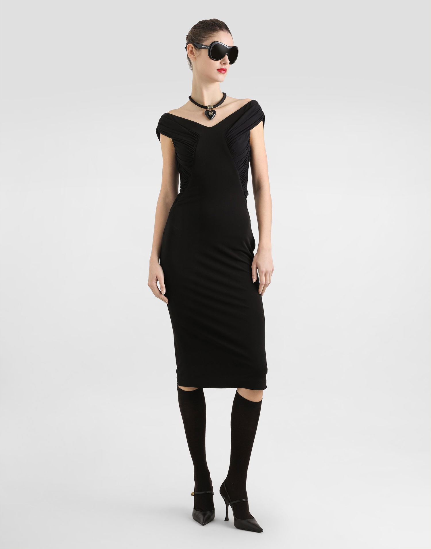 Pокля Dolce & Gabbana Dolce & Gabbana Crepe Organza Dress Черно | F6TWQTFUGTDN0000, 1
