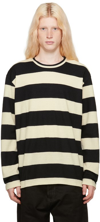 Junya Watanabe Striped Long Sleeve T-Shirt "Black & Off-White" WL-T004-051
