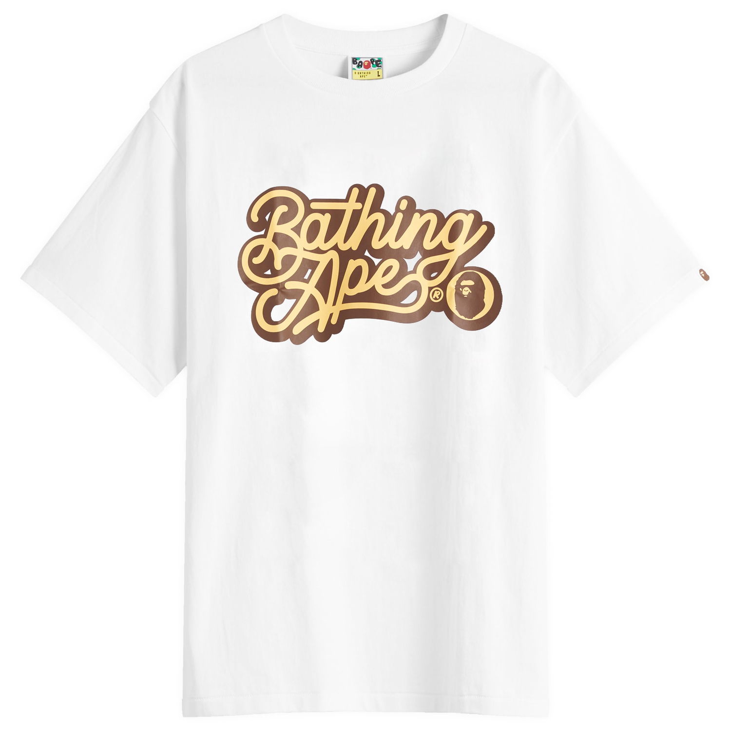 Тениска BAPE Bathing Ape Script Logo T-Shirt, Size Large Бяло | 001TEL301055M-WBN, 0
