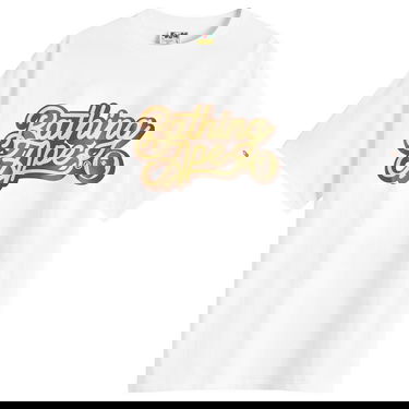 Тениска BAPE Bathing Ape Script Logo T-Shirt, Size Large Бяло | 001TEL301055M-WBN, 0