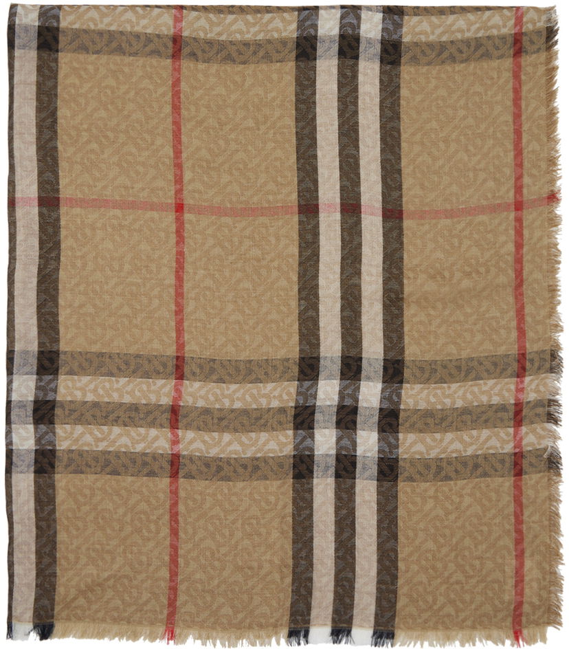 Шал Burberry Vintage Check Monogram Scarf Beige Бежово | 8055872