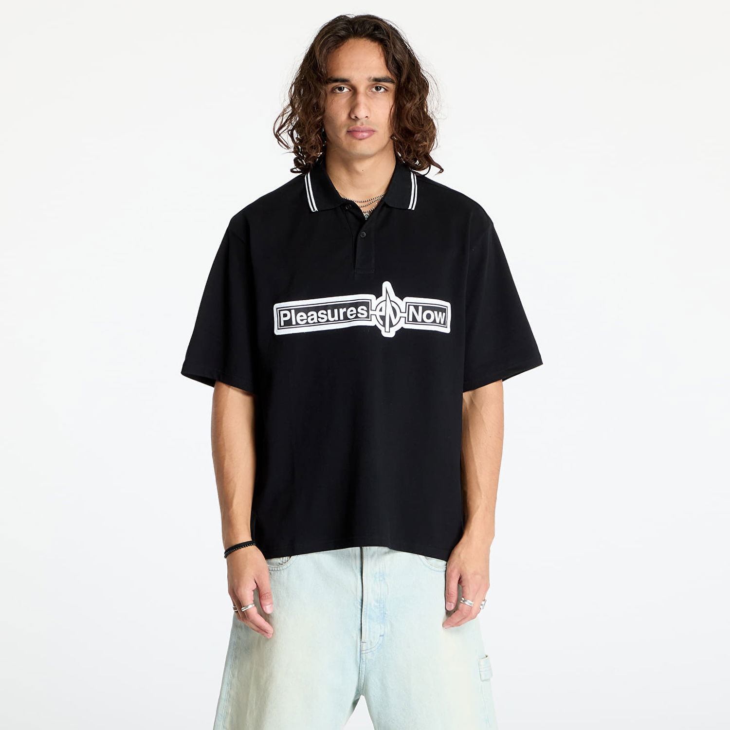 Тениска Pleasures Pn Boxy Polo Black Черно | P24F049 BLACK, 0