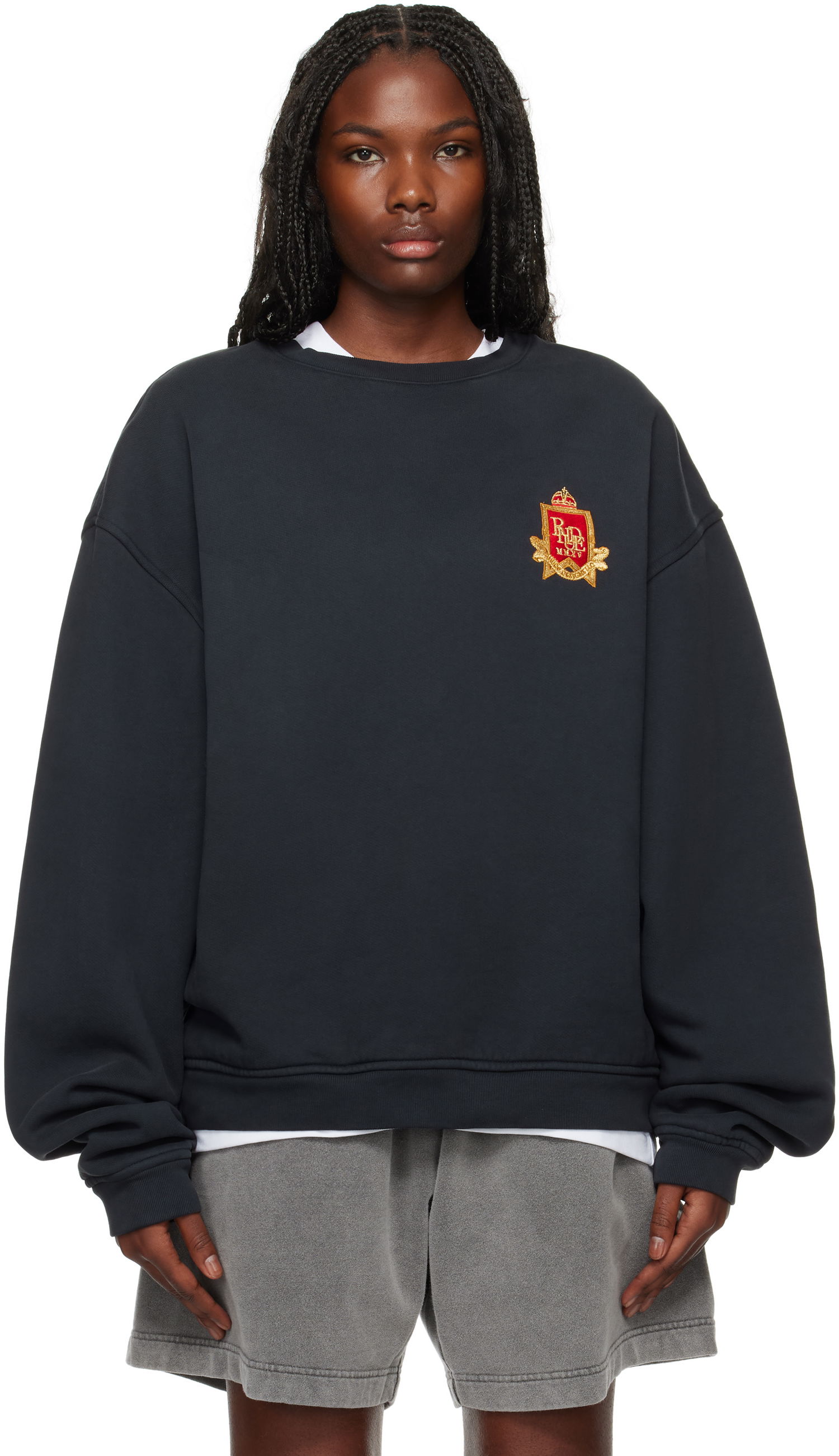 Суитчър Rhude Crest Crewneck Sweatshirt Черно | RHFW24ST01013, 0