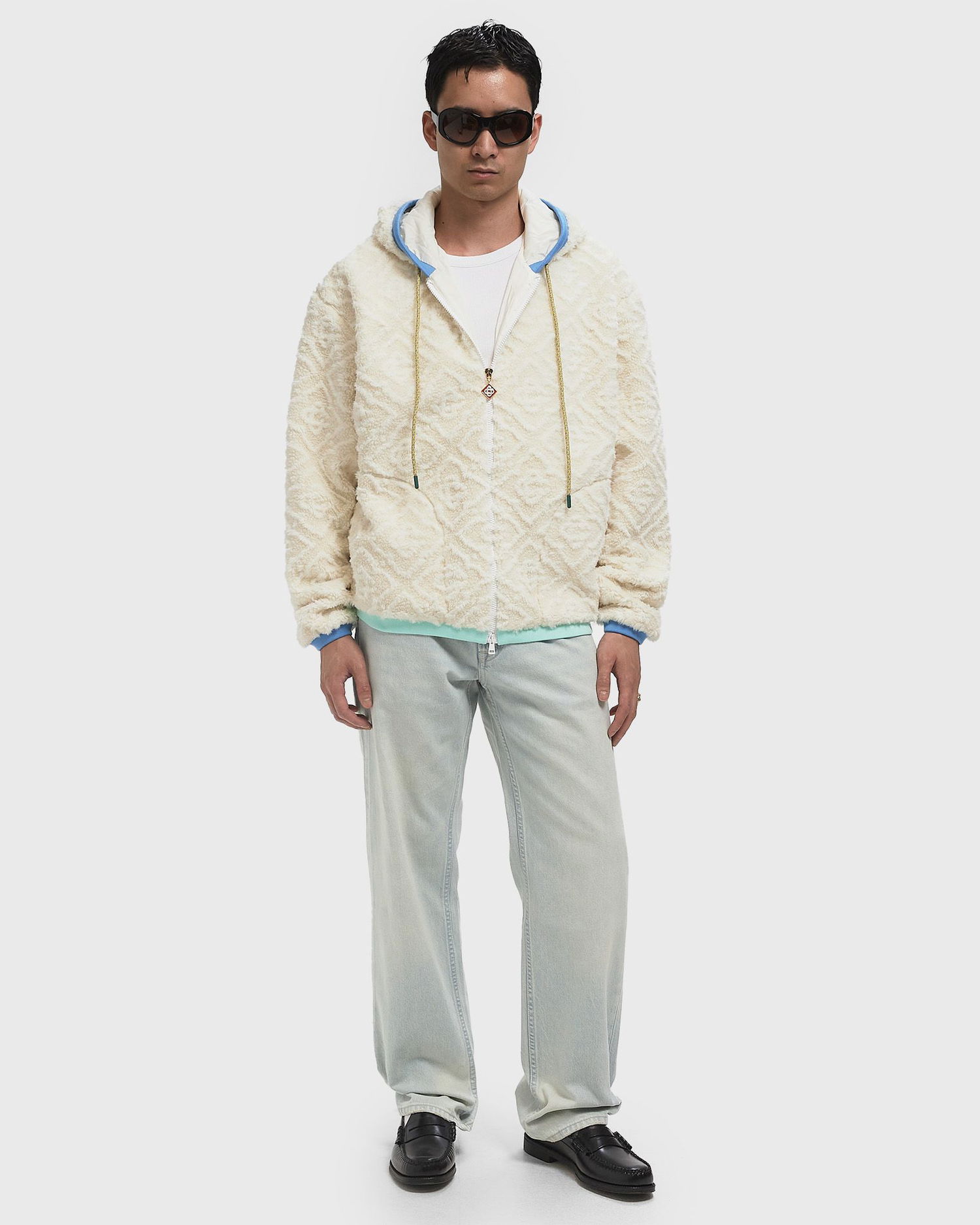 Яке Casablanca Monogram Fleece Hooded Jacket Бяло | MPF25-JTP-373-01, 1