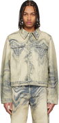 Distorted Print Denim Jacket