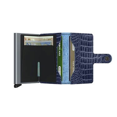 Портфейл Secrid Miniwallet Nile Blue Leather Wallet Тъмно синьо | MN-Blue, 3