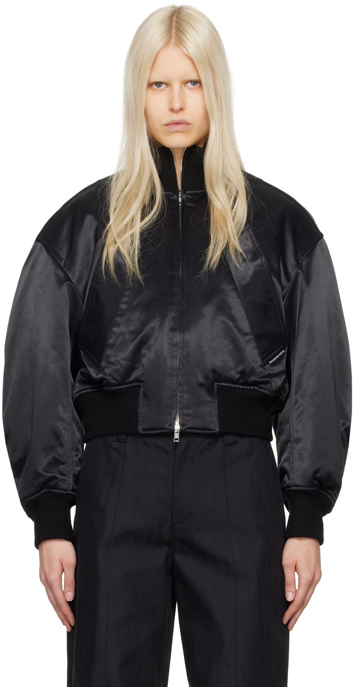 Яке бомбър Alexander Wang Slanted Bomber Jacket Черно | 1WC1242514