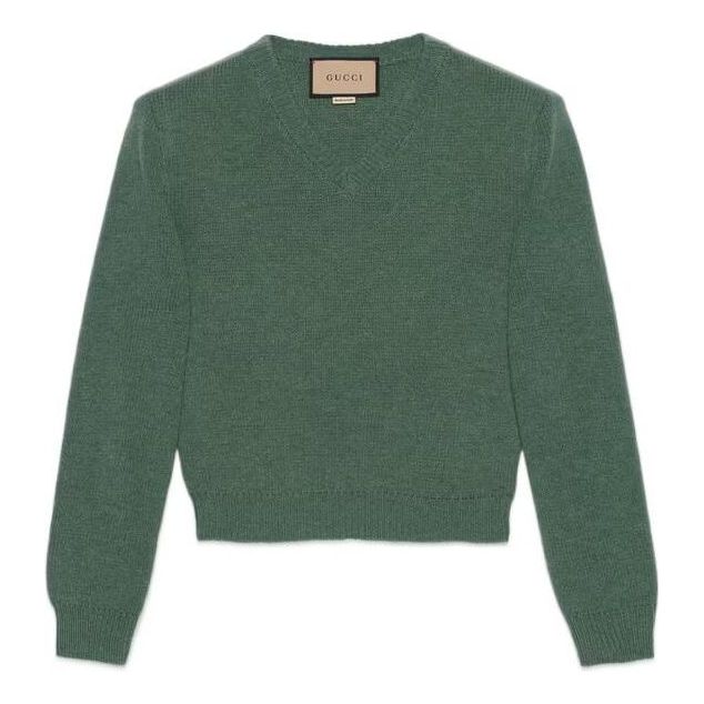 Пуловер Gucci V-Neck Sweatshirt Зелено | 715275-XKCPU-3222