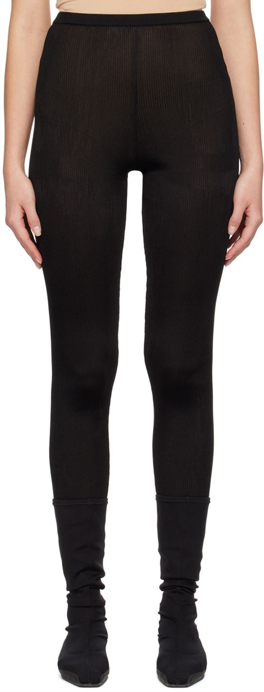 Клинове The Row Ribbed Stirrup Leggings Черно | 7055-Y80