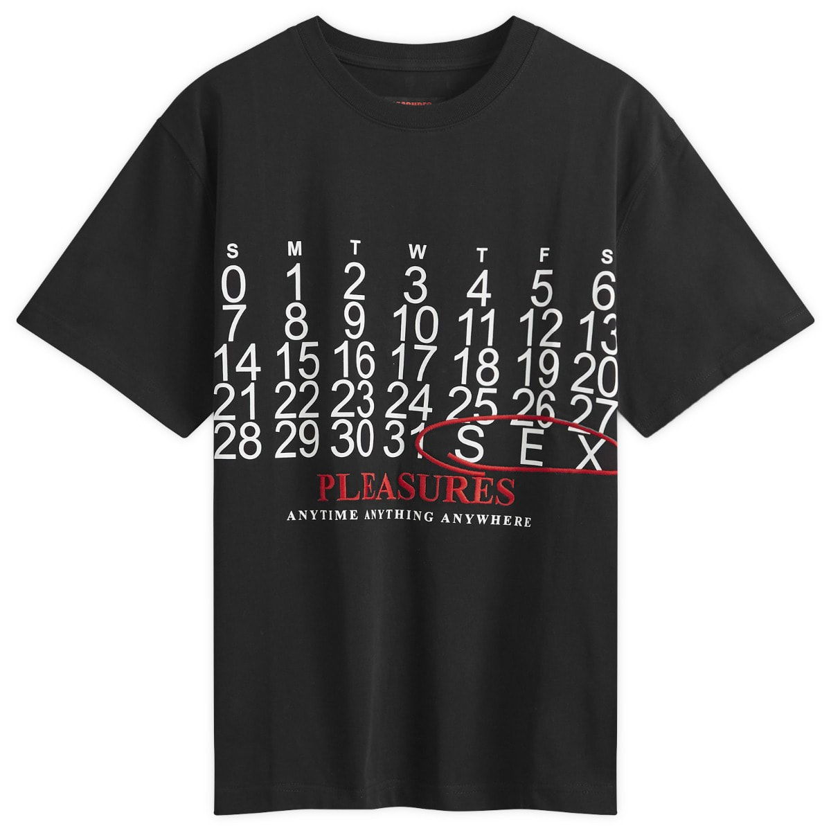 Тениска Pleasures Calendar Heavyweight Черно | P24SP002-BLK, 0