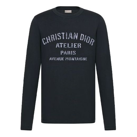 Тениска Dior Atelier Letter Print Long Sleeve T-Shirt Синьо | 043J611A0589-C589