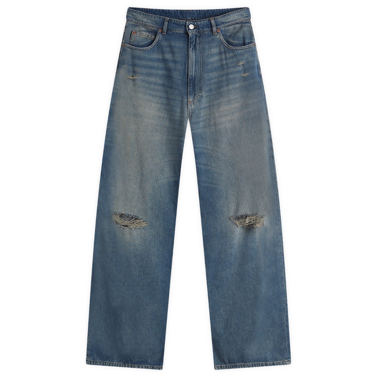 Дънки Maison Margiela MM6 Maison Margiela Wide Leg Distressed Jeans 28" Синьо | SH0LA0014-M30017-994, 0