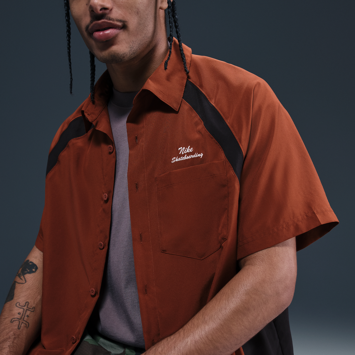 Риза Nike SB Nike SB Dri-FIT Woven Bowling Short Sleeve Shirt Кафяво | HJ2958-245, 1