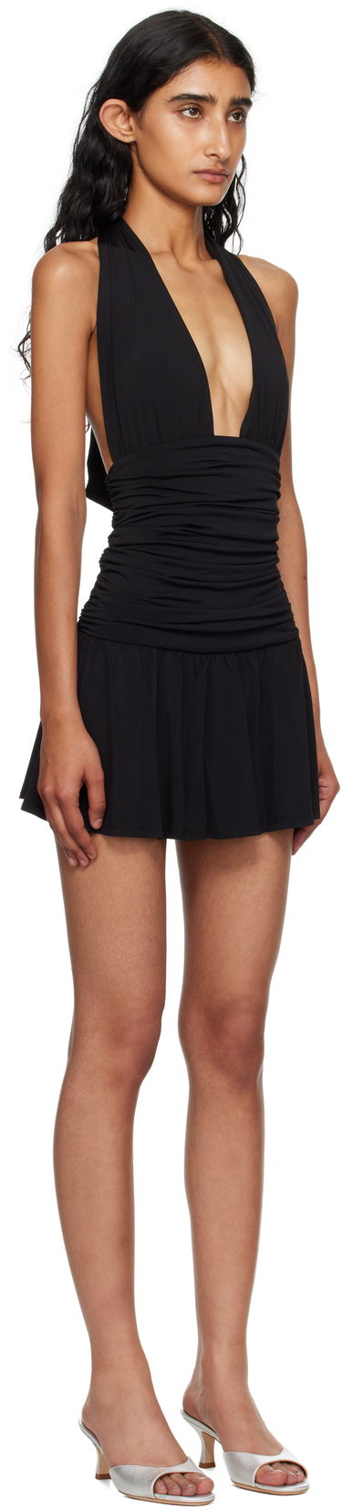 Pокля Miaou Miaou Natalia Halter Mini Dress Черно | 5061VISBLK, 1