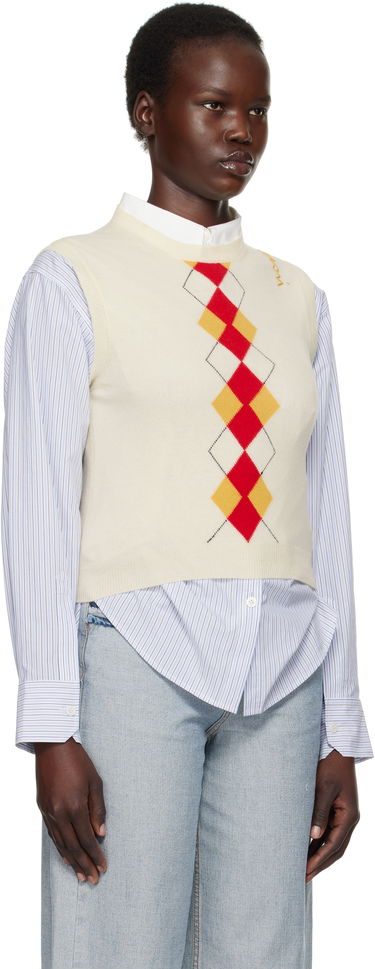 Пуловер Marni Marni Argyle Knit Vest Бяло | GCMD0591Q0 UFH546, 1