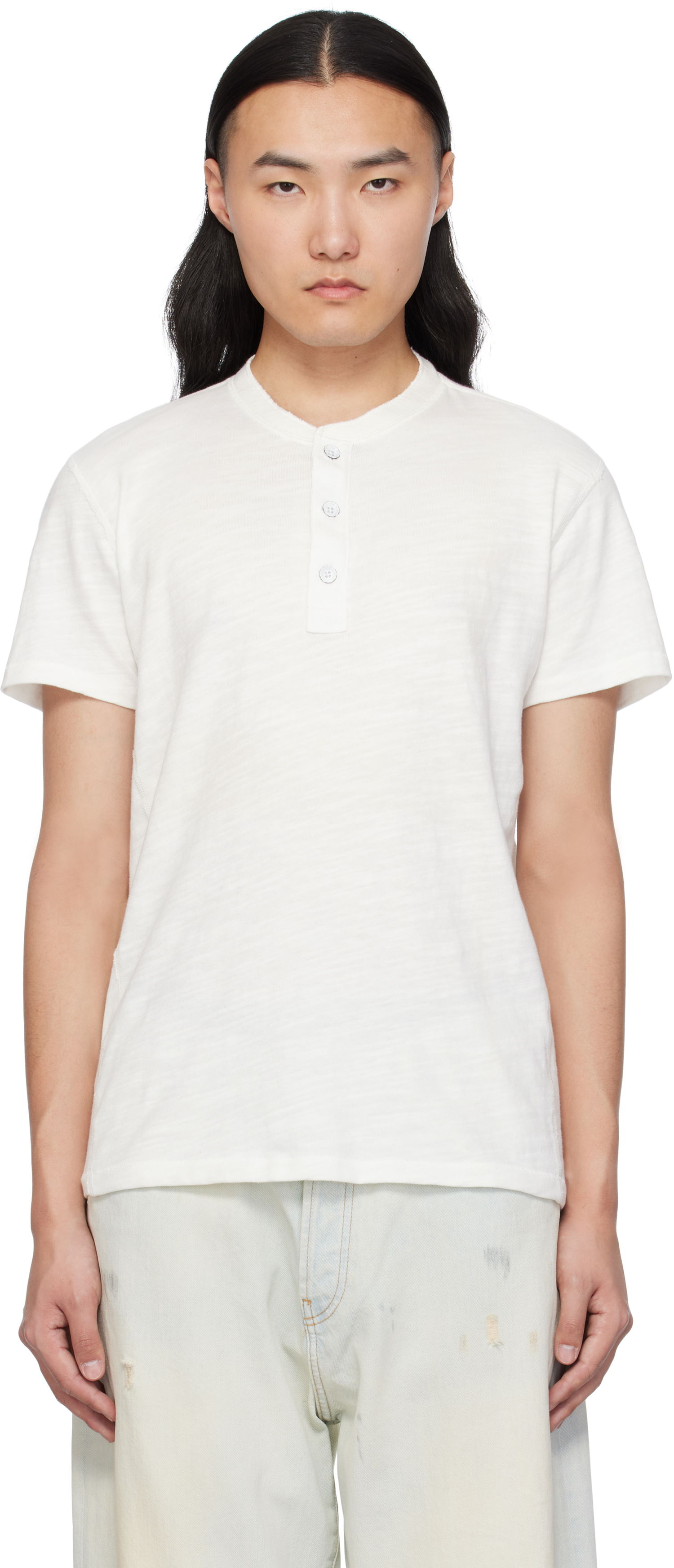 Тениска rag & bone Rag & Bone Classic Cotton Henley T-Shirt Бяло | M000T996G, 0