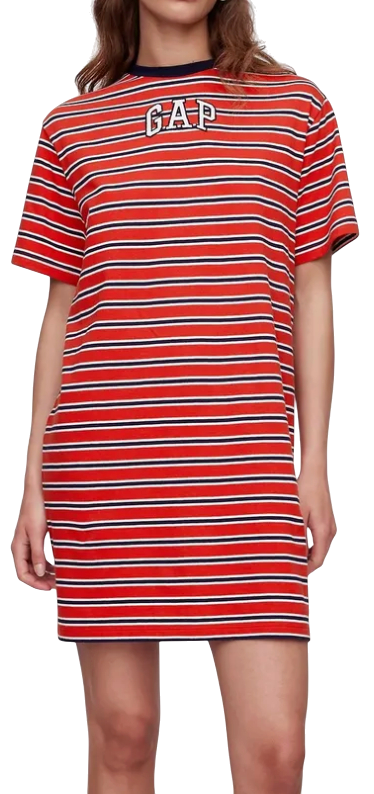 Striped T-Shirt Dress Logo Americana