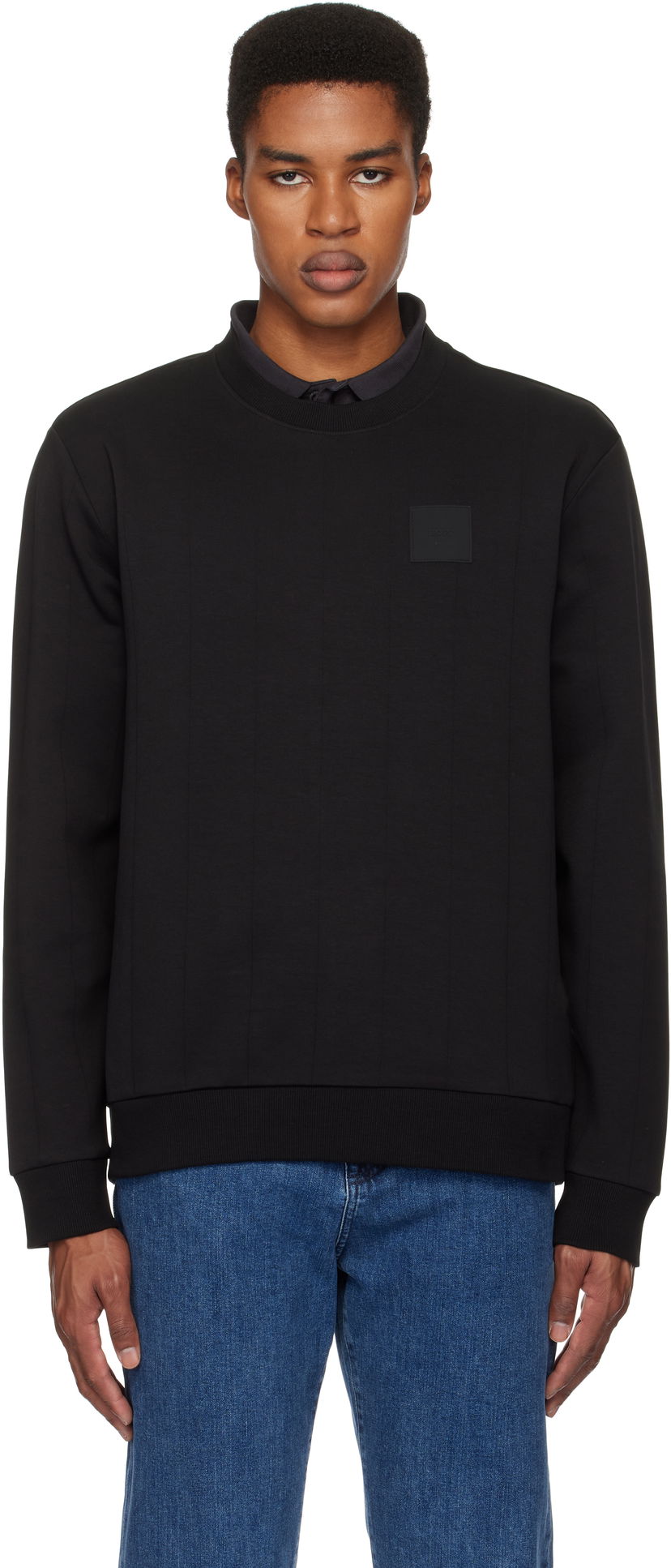 Суитчър BOSS Drop Needle Black Sweatshirt Черно | 50534193