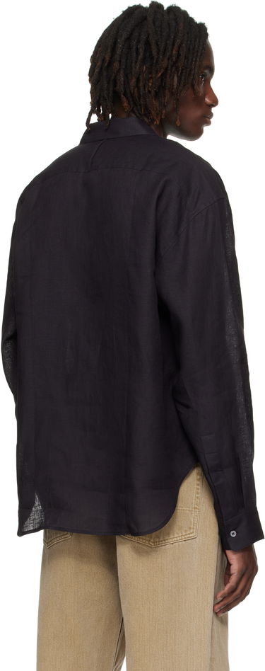 Риза Studio Nicholson Studio Nicholson Rafe Linen Shirt Черно | RAFE SNM - 1402, 2