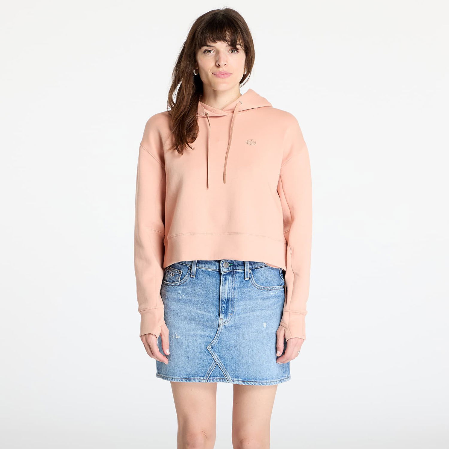 Суитчър Lacoste LACOSTE Double Face Cropped Hoodie Розово | SF0281 ZIH, 0