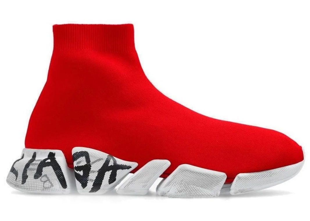 Кецове и обувки Balenciaga Speed 2.0 "Graffiti Red White" Червено | 617239W2DD46091, 0