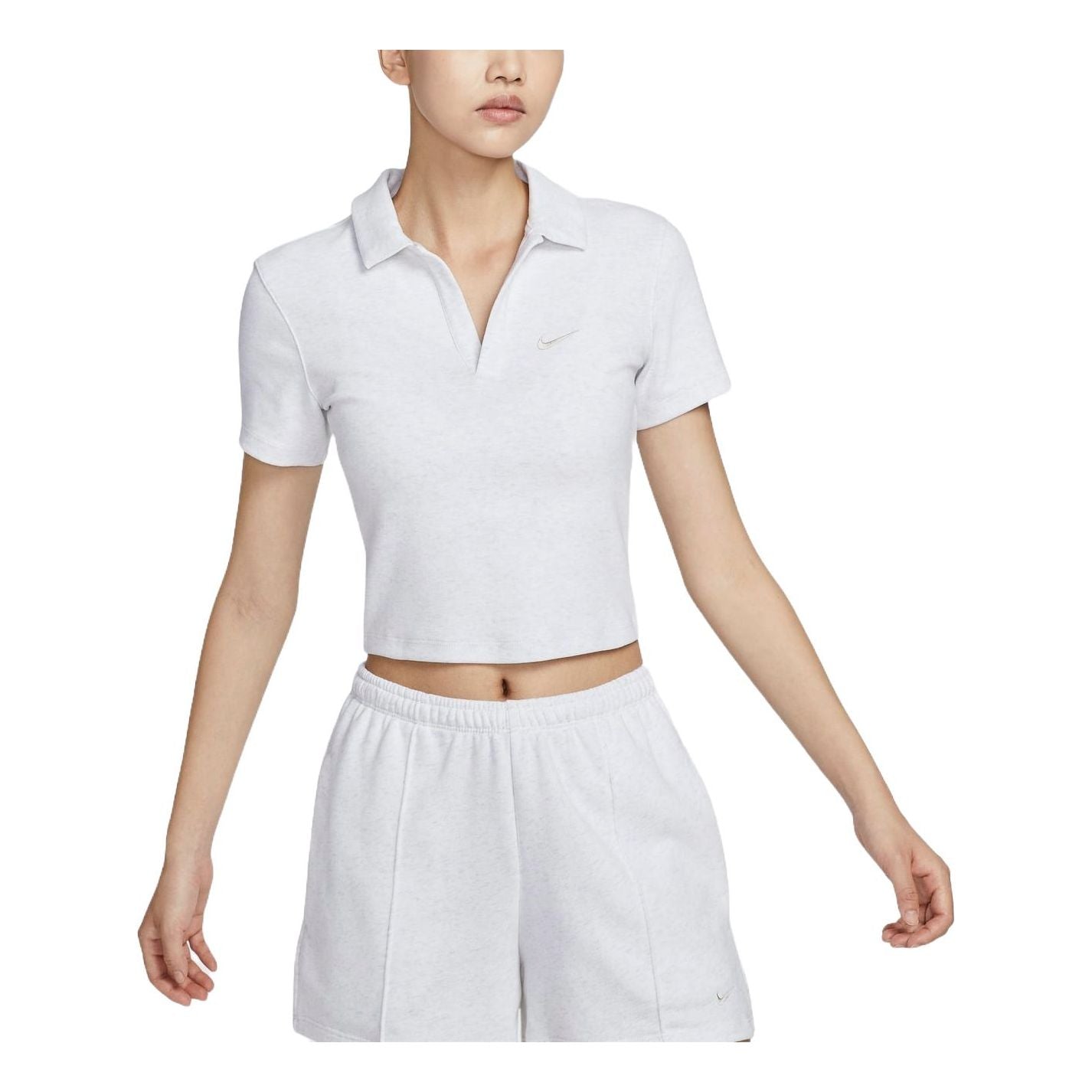 Поло тениска Nike Sportswear Essential Cropped Polo Shirt Бяло | DV7885-051, 0