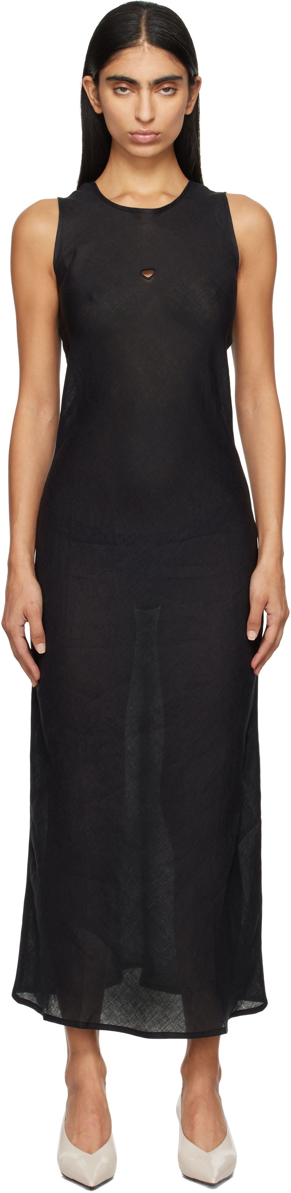 Pокля Baserange Heart Cutout Tank Maxi Dress Черно | DRDYH-LI-WI24, 0