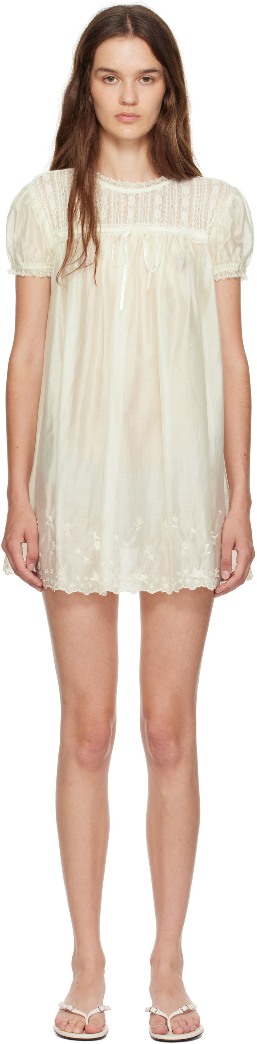 Pокля GUIZIO Guizio Aviva Lace Mini Dress Жълто | P25403W154