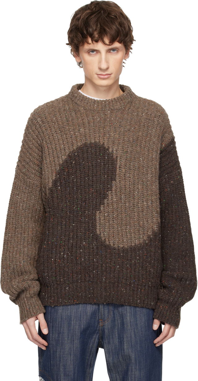 Knit Crewneck Swirl Tweed Sweater