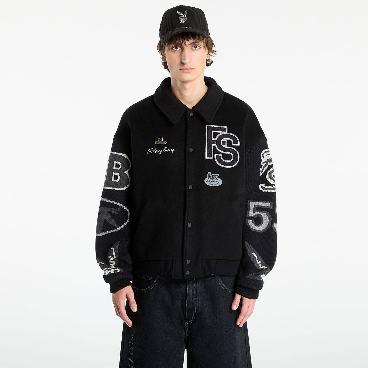 Яке бомбър Footshop Playboy x FTSHP Varsity Jacket UNISEX Black C Черно | FTSHP_504, 0