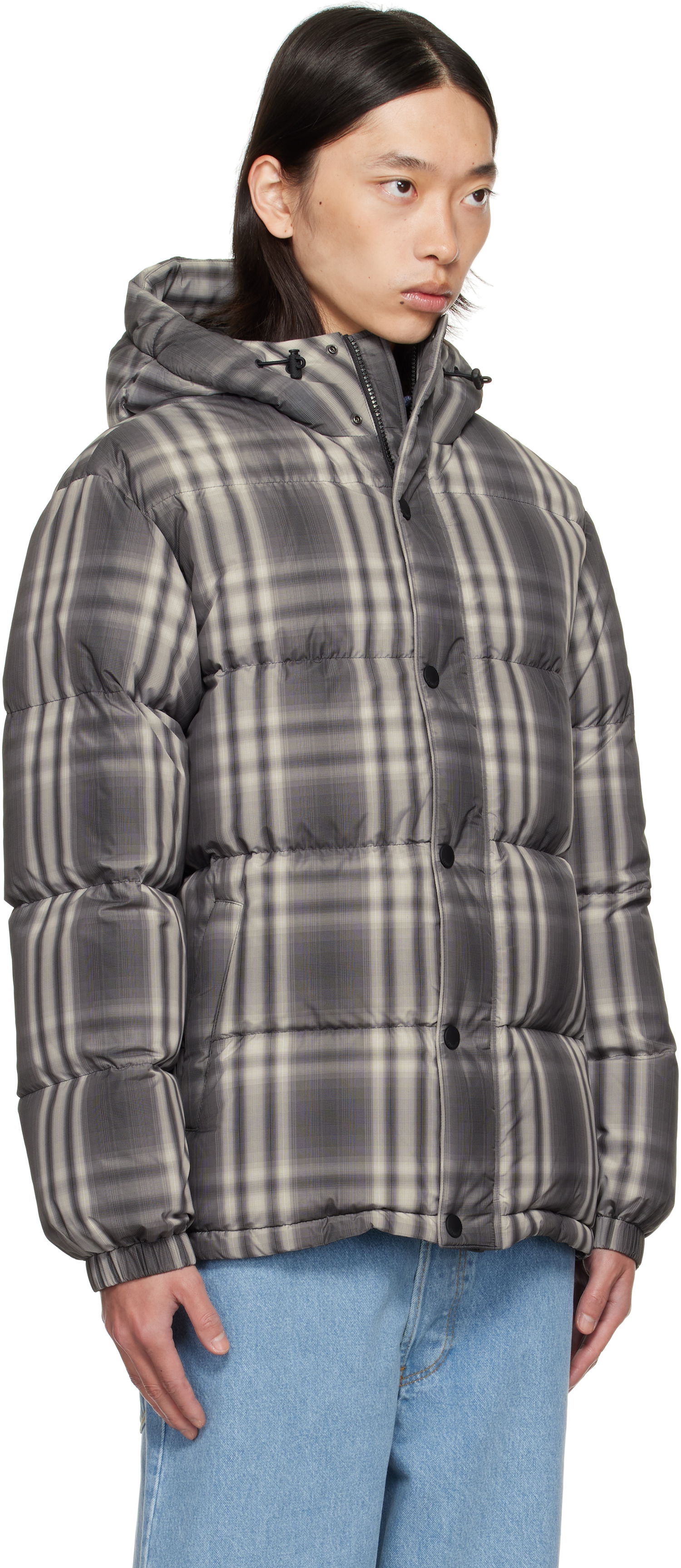 Пухо яке Burberry Burberry Ombré Check Hooded Down Jacket Сиво | 8113811, 1