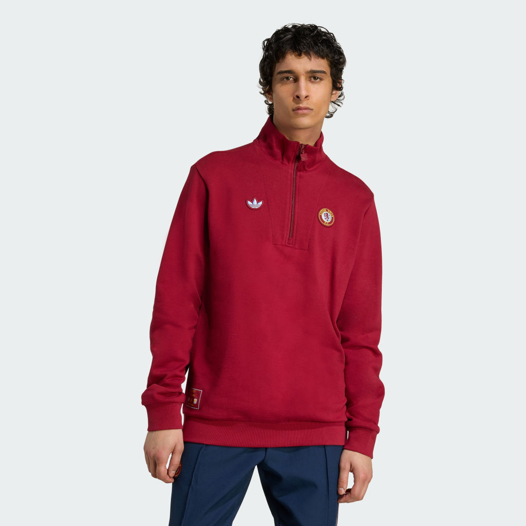 Суитчър adidas Performance Aston Villa FC Terrace Icons Half-Zip Top Червено | JN0221, 0