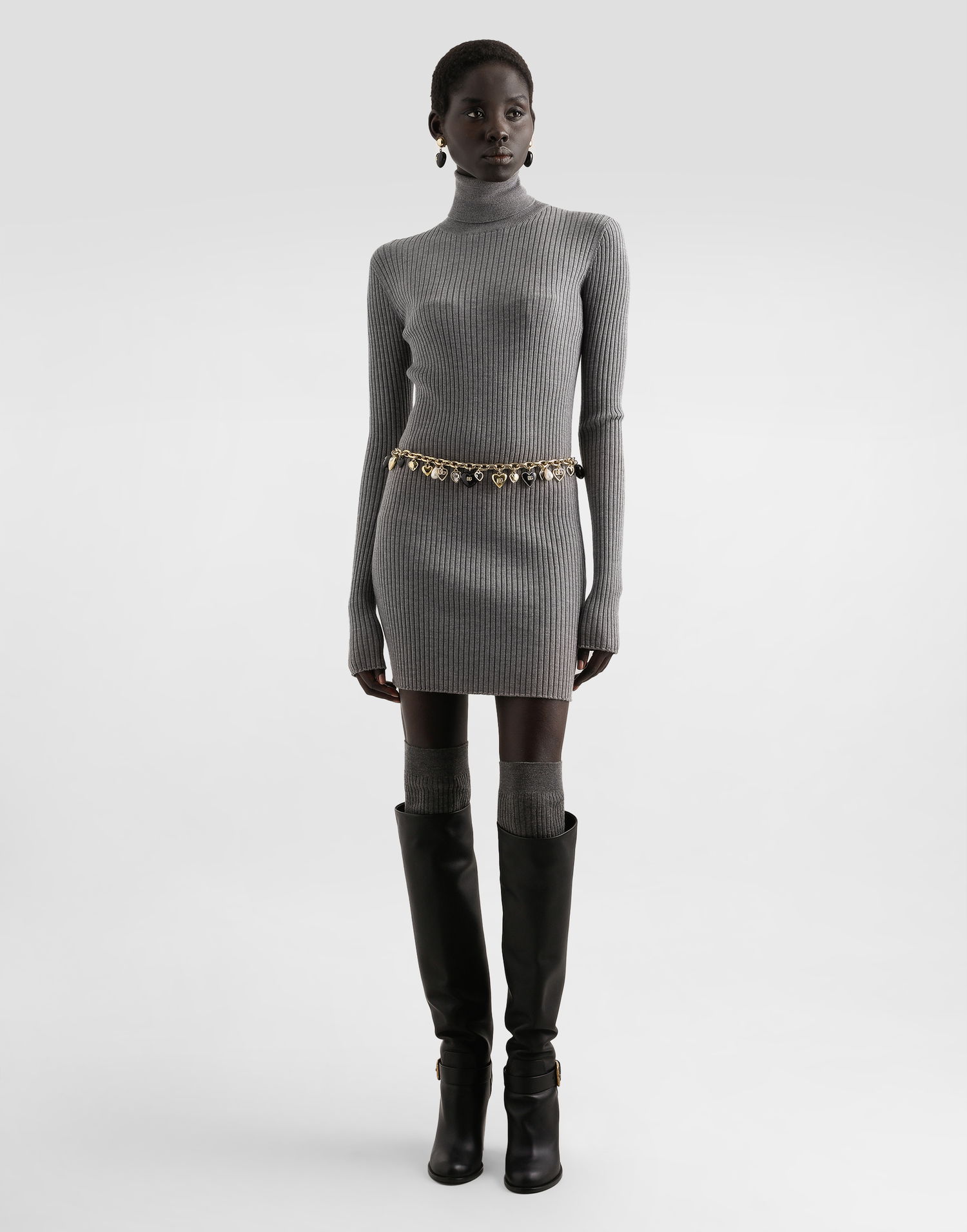 Pокля Dolce & Gabbana Dolce & Gabbana Turtleneck Long Wool Dress Сиво | FXS46TJDVDCN0497, 1