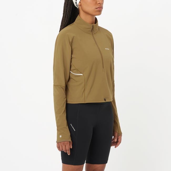 Съкратен топ Salomon Sense Aero Hybrid Cropped Top Зелено | LC2641500, 0
