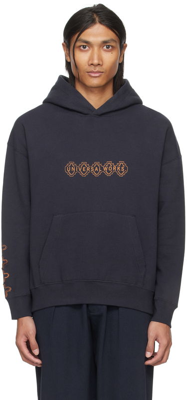 Суитчър Universal Works Universal Works Printed Hoodie Тъмно синьо | P2932, 0