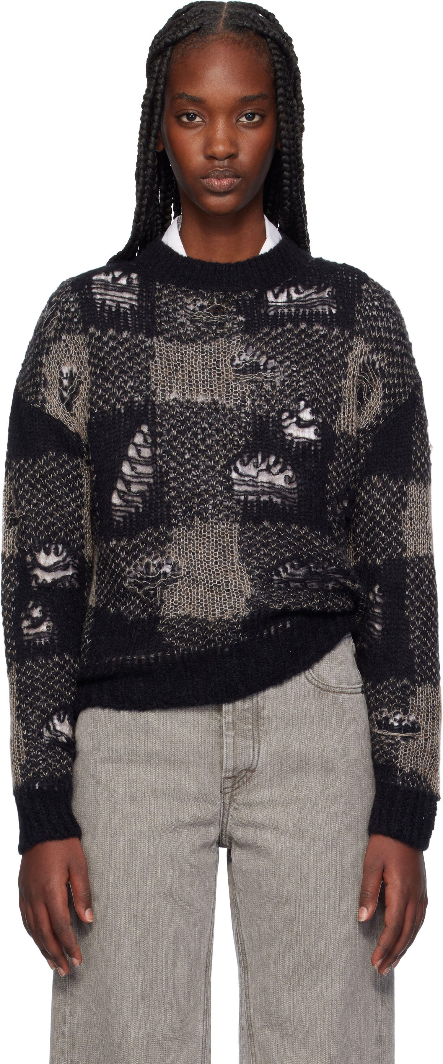 Пуловер OUR LEGACY Sonar Distressed Roundneck Sweater Черно | W4243SBD, 0