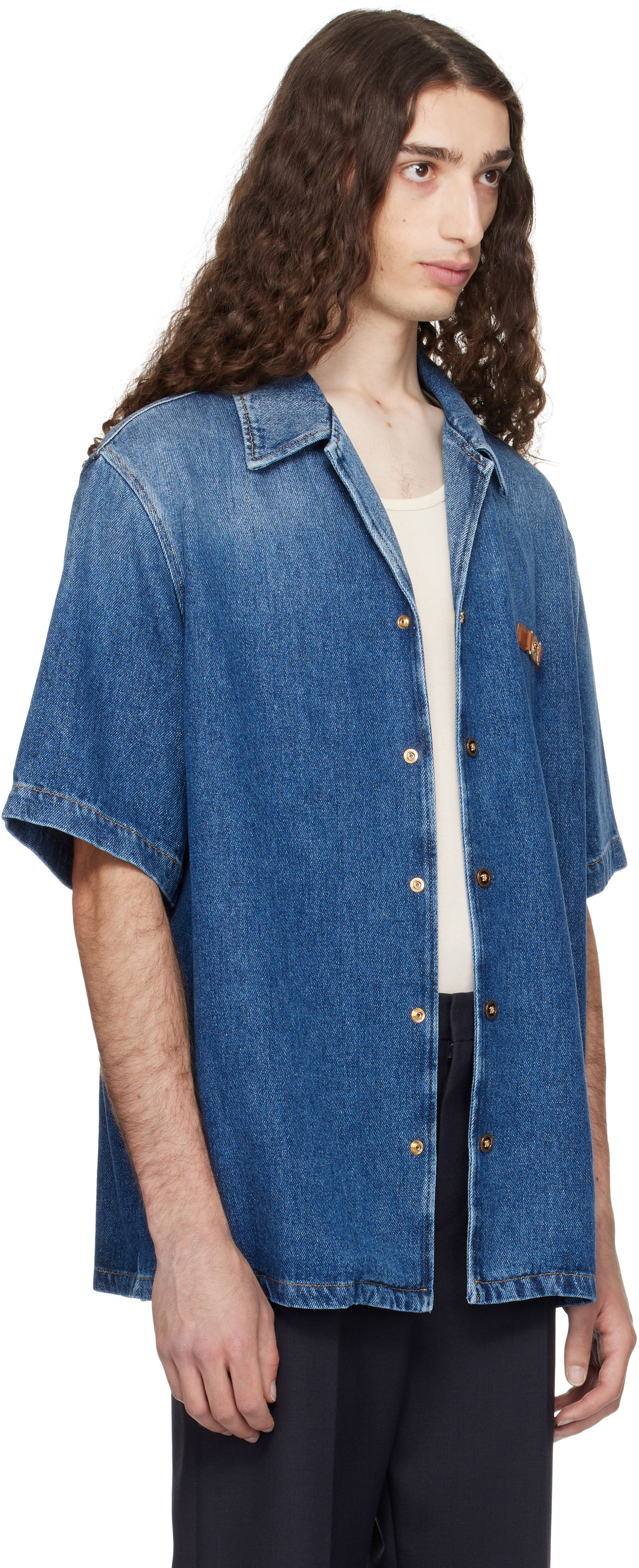 Риза Versace Versace Medusa Biggie Denim Shirt Синьо | 1020702_1A15015, 1
